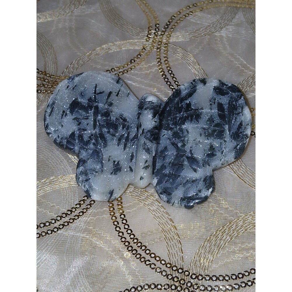 Crystal Carving-Black Tourmaline In Clear Quartz Butterfly